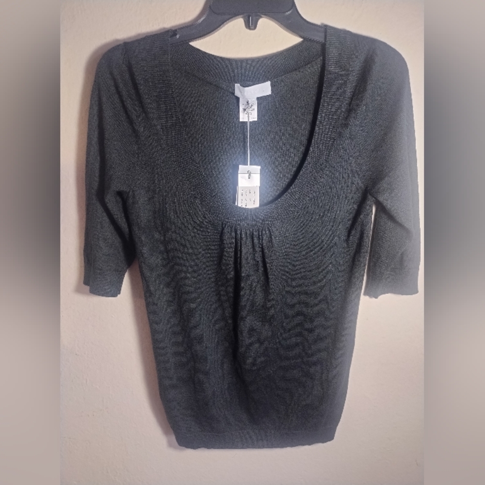 New Farhi Top Silk Angora Rabbit Hair Blend Scoop Neck Light Weight